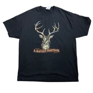 Vintage Deer “A Hunters Nightmare” men black Camo graphic t-shirt size 2XL